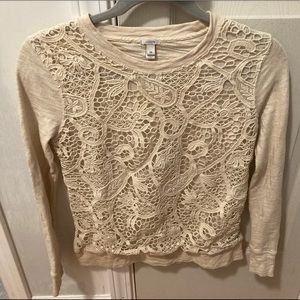 Jcrew cream lace sweatshirt